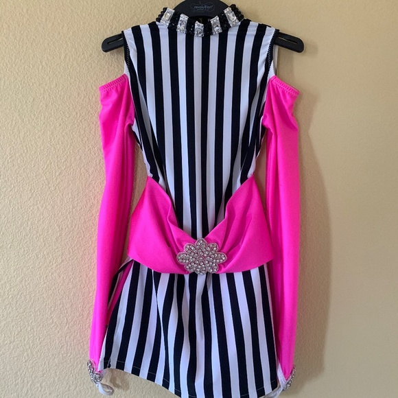 black and white striped dance costume